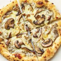 Mushrooms & Truffle Pizza · Rich, earthy truffle parmesan sauce topped with mozzarella and Fontina cheeses and roasted m...