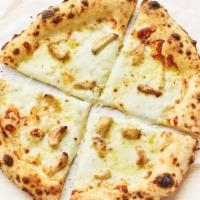White Cheese & Roasted Garlic Pizza · Our signature crust made with Italian flour, Parmesan cream sauce, extra-virgin olive oil, m...