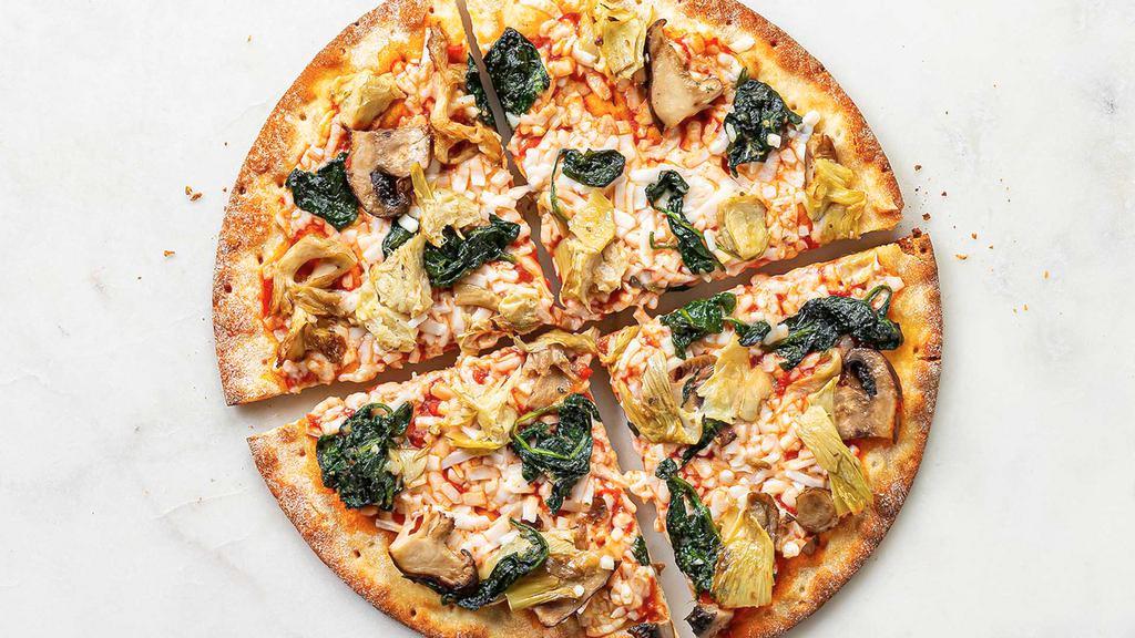 Vegan Mushroom, Spinach And Artichoke Veggie Crust Pizza · Our 10