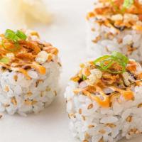Crunchy California Roll · Our customer favorite California Roll (made with fresh avocado, cucumber and Kanikama), topp...