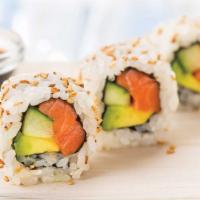 King Salmon California Roll · Buttery, velvety Alpine Salmon, avocado, cucumber, and toasted sesame seeds. 8-pc.