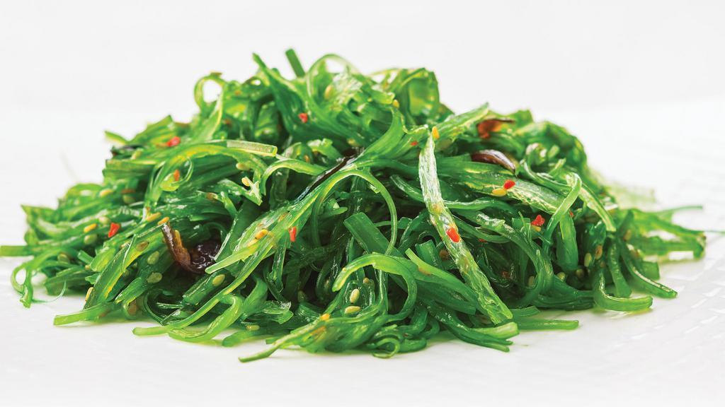 Seaweed Salad · Seaweed, kikurage mushrooms, and sesame seeds tossed with flavorful soy-sesame-turmeric vinaigrette. (3oz.)