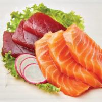 Sashimi Large · Sashimi slices of Ahi Tuna and Alpine King Salmon, 6 oz total.