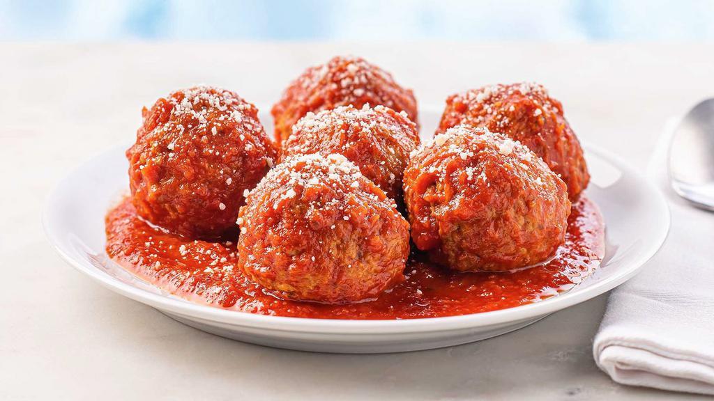 Meatballs & Sauce · Ready to heat, our perfectly seasoned all-beef meatballs are served with our seasoned tomato sauce and topped with traditional Parmigiano Reggiano.