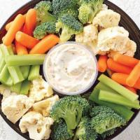 Veggie Tray For 2 With Ranch Dip · Fresh cut vegetables served with Ranch Dip made with no artificial colors, flavors or preser...