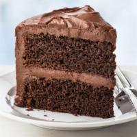 Ultimate Chocolate Cake Slice · Moist 2-layer cake with incredibly rich chocolate flavor and thick, fudgy frosting.