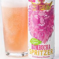 Wegmans Organic Cranberry Peach Kombucha Spritzer · A refreshing blend of our authentic Cranberry Peach Kombucha and sparkling water, with 40% l...