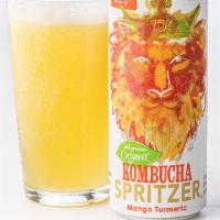 Wegmans Organic Mango Turmeric Kombucha Spritzer · A refreshing blend of our authentic Mango Turmeric Kombucha and sparkling water, with 40% le...