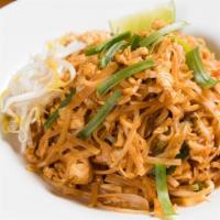 Pad Thai (Lunch) · Rice noodle with egg, bean curd, bean sprout, and crushed peanut.