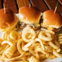 1240. Epic Sliders · Swiss Cheese, Mushrooms, Bacon and Shack Cheese served with Fries.