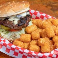 1231. Swiss And Mushroom Burger · Covered in grilled Mushrooms and melted Swiss Cheese. Add a side of fries, tots, onion rings...