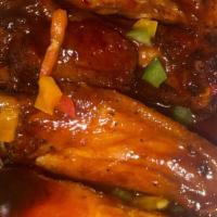 Wings · Buffalo, BBQ, Honey garlic, Hot and spicy,  Lemon Pepper, Jerk.