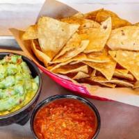 Guacamole & Chips · Our house-made tortilla chips served with our now larger 8oz side of guacamole