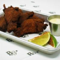 Barb Signature Wings 1/2 Dozen · 6 wings served with Alabama white sauce on the side . (garlic & onion in rub - cannot be rem...