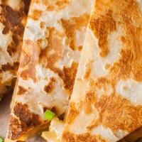 Quesadilla · Flour tortilla with cheese and a side of yellow rice. Add chicken or beef $4. Add guacamole $2