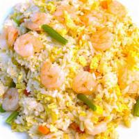 Fried Rice With Shrimp(새우 볶음밥) · Pan fried white rice with egg and mixed vegetables with shrimp and miso soup.