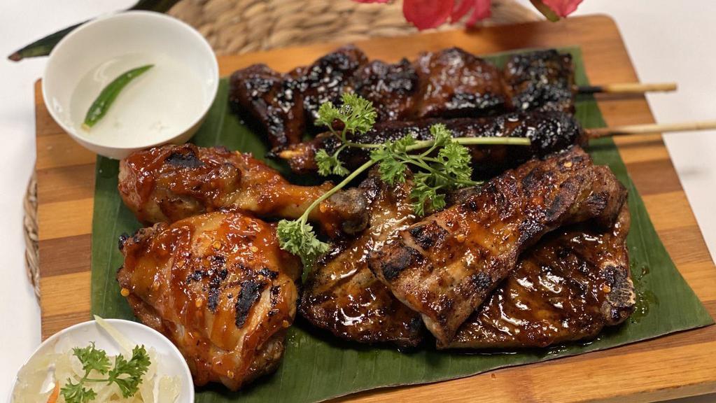 Mixed Grill · Original or spicy. Combination of BBQ pork, BBQ chicken, longanisa, pork belly, and Renee's atchara.