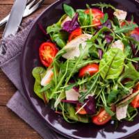 Full Harvest Salad · Mesclun spring greens, sliced apple, dried cranberries, roasted peppers, candied walnuts and...