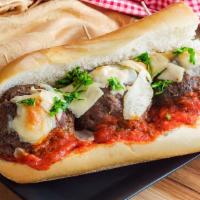 Meatball Parmigiana Hero Sandwich · Delicious sandwich made with Meatballs and Parmesan cheese. Customizable to customer's prefe...