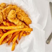 3 Pieces Chicken Tenders · with Fries & 1 Roll