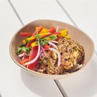 Chile-Lime Shrimp Bowl · spicy and tangy chile-lime marinated shrimp resting on a crisp and bright jicama escabeche a...