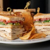 Club Sandwich · Freshly roasted Turkey, Applewood Smoked bacon, lettuce, tomato, mayo, on Irish batch bread ...