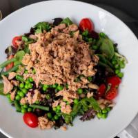 The O.G. Madison Salad · Chopped assorted Greens, canned Italian Tuna, diced vegetables, Beets, Legumes, Tomatoes, On...