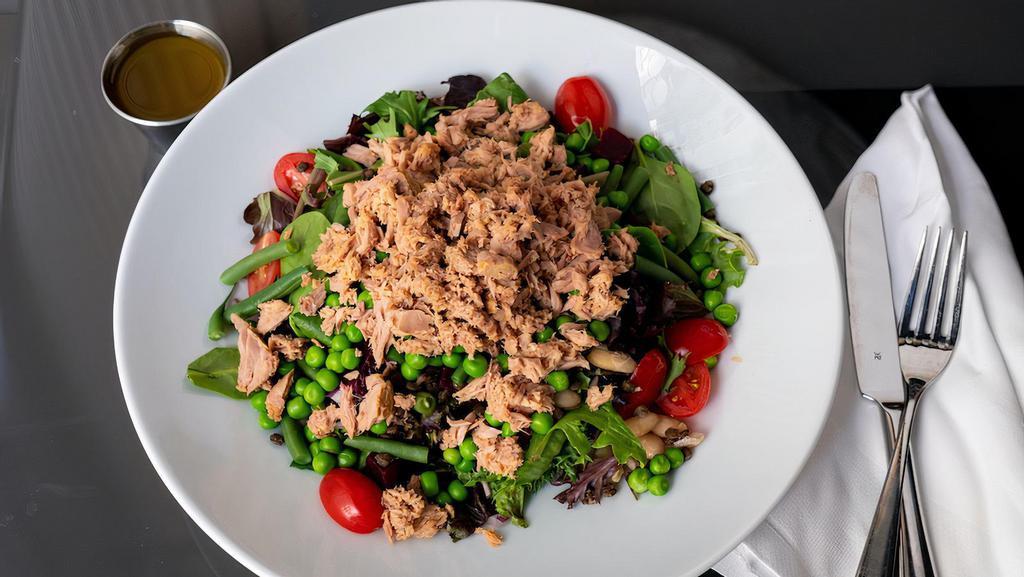 The O.G. Madison Salad · Chopped assorted Greens, canned Italian Tuna, diced vegetables, Beets, Legumes, Tomatoes, Onions, Red Wine Vinaigrette dressing