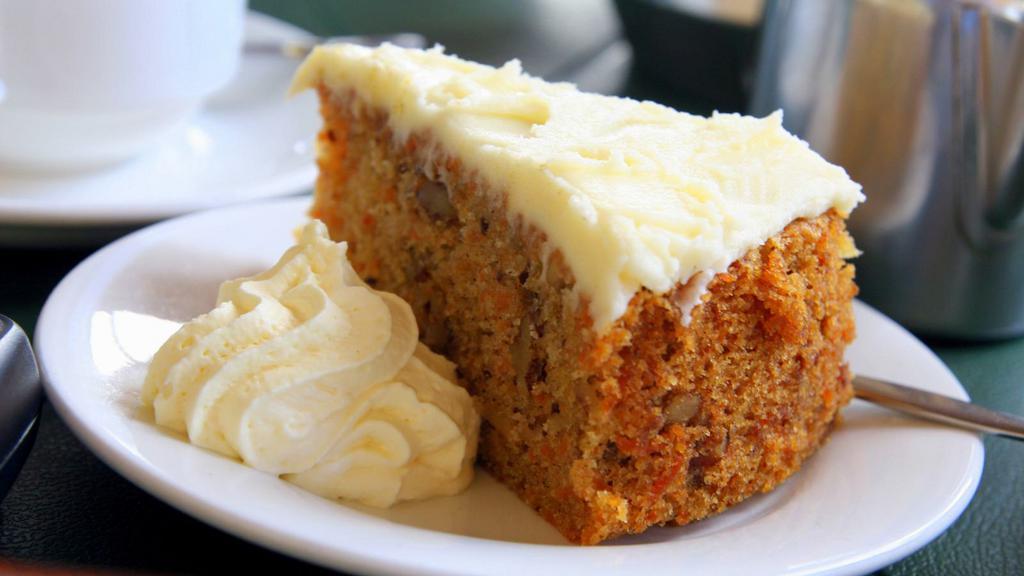 Carrot Cake · Moist cake with cream cheese frosting.