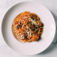 Nene'S Spaghetti & Meatballs · HOMEMADE PORK, VEAL, AND BEEF MEATBALLS IN MARINARA