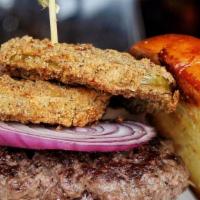 Fgt Burger · With fried green tomato, lettuce, pimento cheese, red onion (turkey or beef).