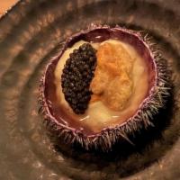 Egg On Egg On Egg · Sea urchin, kaluga caviar, and scrambled egg.