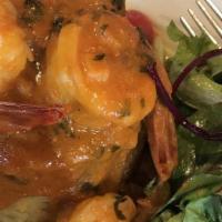 Mofongo De Camaron · Delicious and saucy double fried plantains in garlic butter sauce served with casa special m...