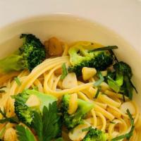 Linguini Broccoli, Garlic & Oil · Broccoli sautéed in garlic & virgin olive oil.