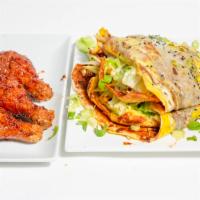 Jianbing + Korean Fried Chicken · Try our newest and hottest item, hot savory layered crepes served with three juicy jumbo Kor...