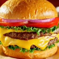 Double Cheeseburger · Double the patties, double the cheese, choose your toppings and served between toasted buns.