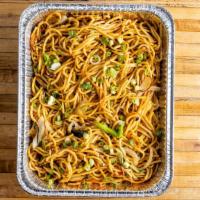 Vegetable Chow Mein · Vegetarian. Per deep half pan. Egg noodles pan fried with onion, carrot, scallion, and sweet...