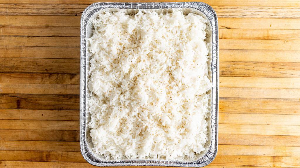 Steamed Jasmine Rice · Vegan. Per deep half pan.