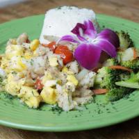 Ackee & Saltfish · Native Jamaican dish prepared with salted codfish, ackee, onions, tomatoes, red bell pepper ...