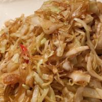 Stir-Fried Cabbage W. Glass Noodle · Mild spicy, vegetarian.