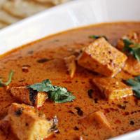 Paneer Butter Masala(Gf) · Fresh paneer(Indian chesse) added to a creamy tomato   gravy with butter and a hint of dry f...