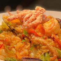 Chaufa De Mariscos · Gluten. Chinese style fried rice with seafood and vegetables in a soy and oyster sauce infus...