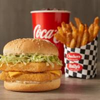 Deep Sea Double® · Double up on deep sea flavor. Two crispy fish filets topped with melted American cheese, cri...