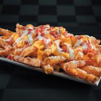 Garlic Parm Fries & Stix · Our Famous Seasoned Fries and crispy, cheesy mozzarella sticks tossed in garlic parmesan but...
