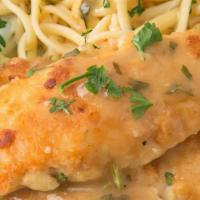 Chicken Francaise · Served with your choice of pasta and garlic toast points.