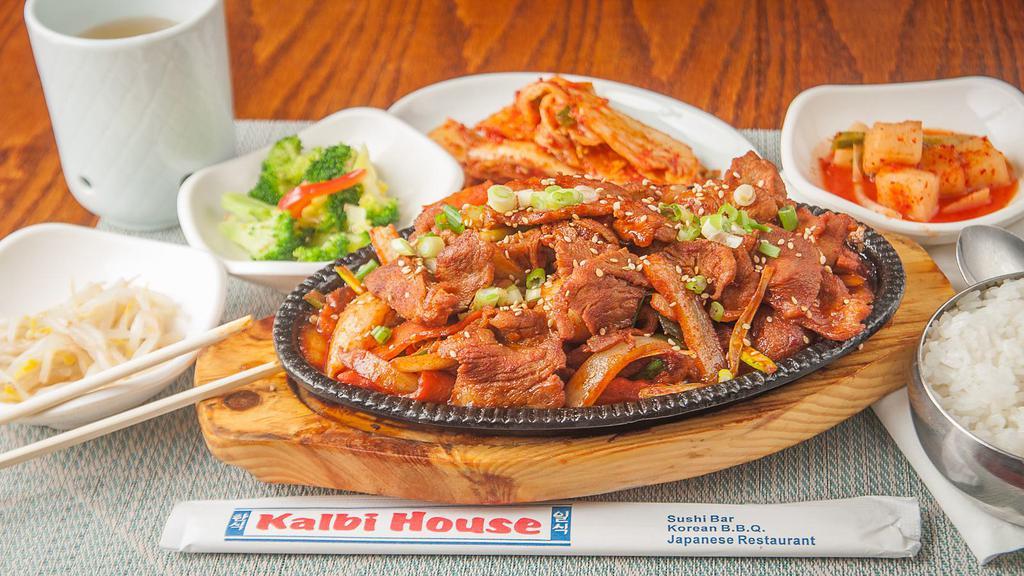 Jae Yook Bokeum · Stir-fried pork slices with vegetables in spicy sauce.