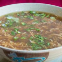 Hot & Sour Soup · Served with dry noodles. spicy.