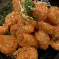 Firecracker Shrimp · Spicy fried shrimp in a masago aioli