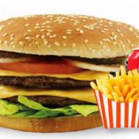 Double Cheeseburger · Grilled or fried patty with cheese on a bun. a burger served with 2 patties.