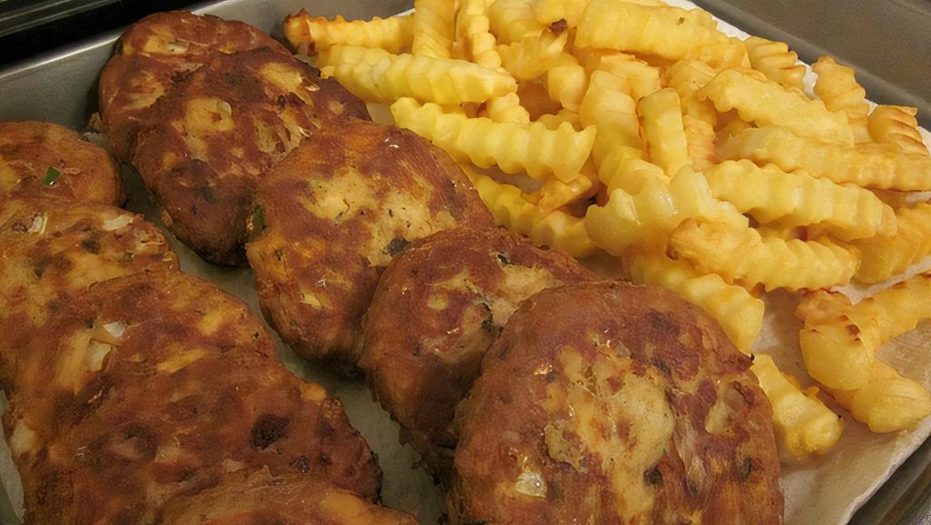 8 Piece Salmon Patty Combo · Salmon, fries and soda